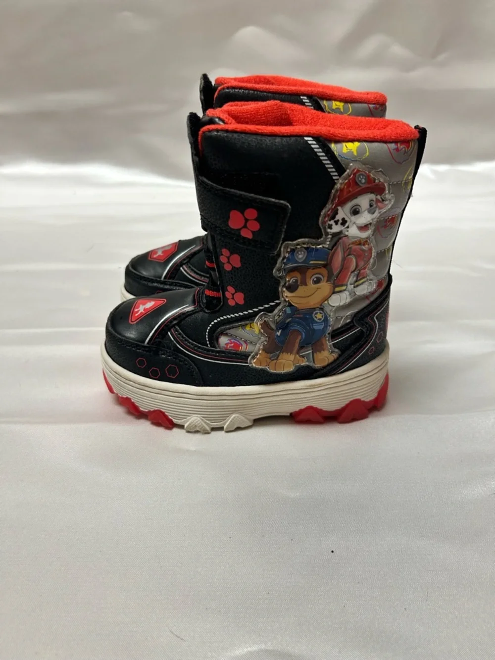Paw Patrol Black and Red Kids Light Up Snow Boots | Toddler Size 7